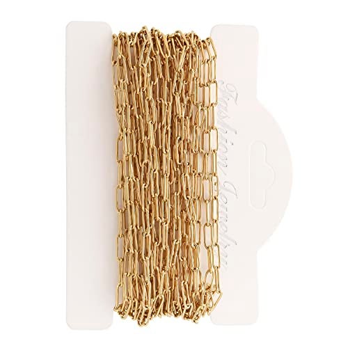 Andblue 16.4 Feet Necklace Chains for Jewelry Making, Gold Plated Stainless Steel Chains Bulk for DIY Necklace Bracelet Pendant Supplies - Image 1