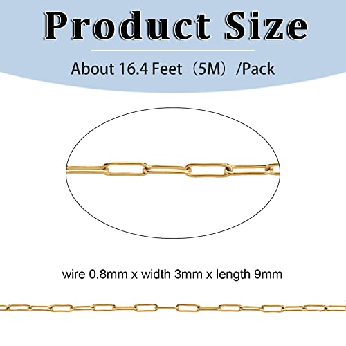Andblue 16.4 Feet Necklace Chains for Jewelry Making, Gold Plated Stainless Steel Chains Bulk for DIY Necklace Bracelet Pendant Supplies - Image 2