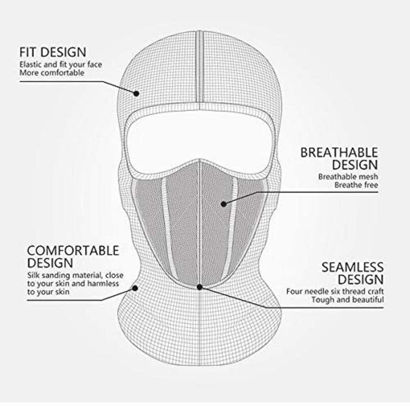 PrimeBox Helmet Face Mask Full Cover Bike Riding Cotton Anti-Dust Protection Neck Gaiter Stylish Black Biker Mask Pack of 1 Balaclava for Men - Image 4