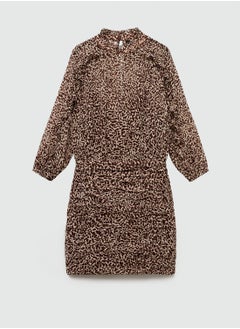 MANGO Leopard Print Draped Dress  - Image 5