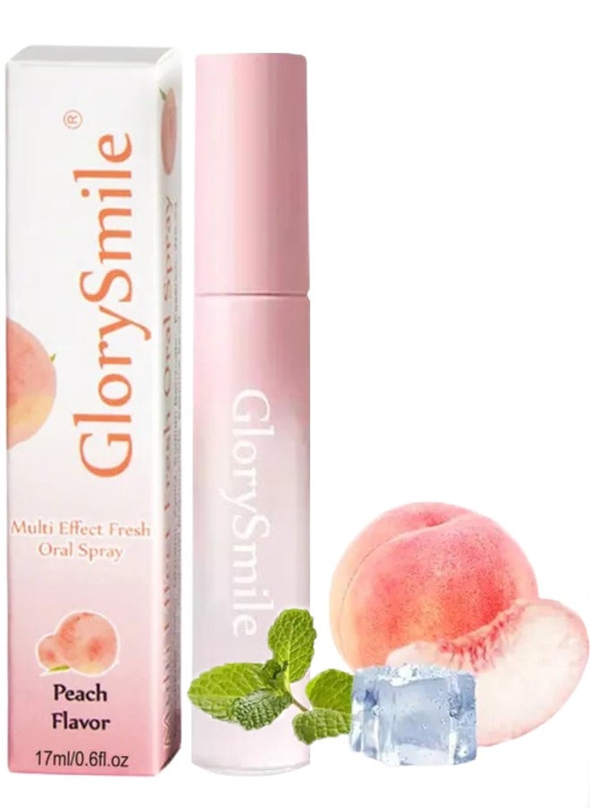 GlorySmile Muti Effect Fresh Oral Spray Mouth Spray Oral Care Spray Breath Fresheners Mint Flavor Breath Refreshing Mouth Spray Bad Breath Removal Oral Spray Formula Throat Spray Peach 17ml  - Image 1
