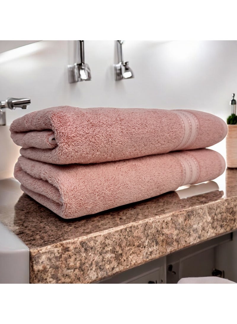 كاسينو Kassino Premium Bath Towels Set - (2 Pack, 70x140 cm), 580 GSM Bath Towel,100% Combed Cotton, Soft & Quick-Dry Towel for Bathroom, Highly Absorbent, Double Stitched Hotel Quality Towels | Evening Sand - Image 2