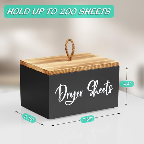 Bivvclaz Dryer Sheet Holder, Wooden Laundry Sheets Container, Laundry Room Organization and Storage for Farmhouse Laundry Room Decor and Accessories, Fabric Sheet Holder, Black - Image 3