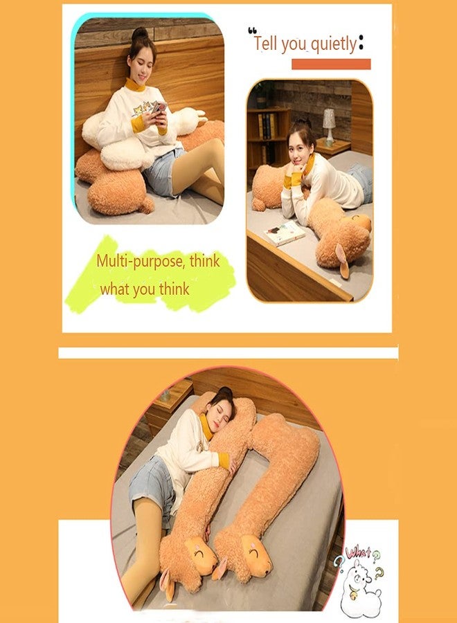 OUKEYI Soft Stuffed Llama Stuffed Animal Plush PillowGiant Alpaca Plush Long Body Pillow,Fluffy Alpaca Stuffed Animal Long Pillow Xmas Birthday Valentines Gift for Girls Boys Adults Kids (29.5 Inches, Brown) - Image 3
