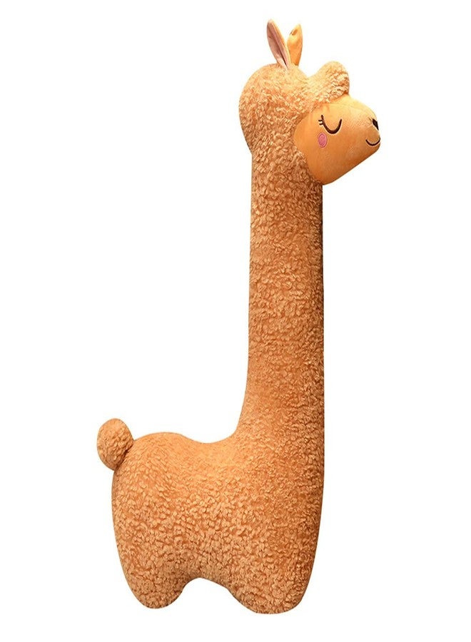 OUKEYI Soft Stuffed Llama Stuffed Animal Plush PillowGiant Alpaca Plush Long Body Pillow,Fluffy Alpaca Stuffed Animal Long Pillow Xmas Birthday Valentines Gift for Girls Boys Adults Kids (29.5 Inches, Brown) - Image 1