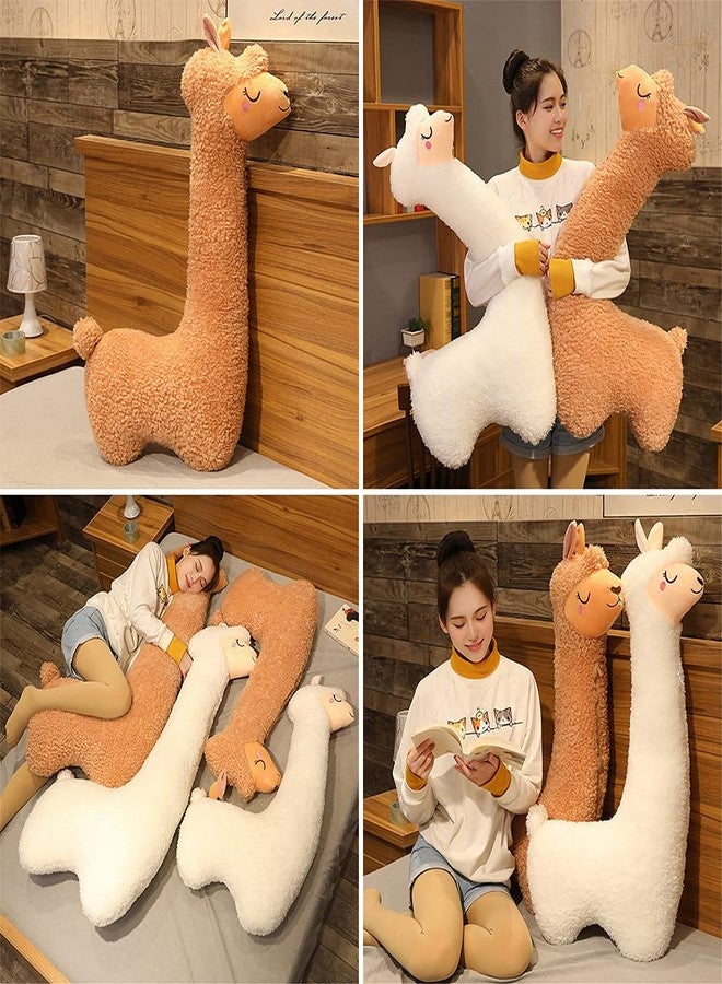 OUKEYI Soft Stuffed Llama Stuffed Animal Plush PillowGiant Alpaca Plush Long Body Pillow,Fluffy Alpaca Stuffed Animal Long Pillow Xmas Birthday Valentines Gift for Girls Boys Adults Kids (29.5 Inches, Brown) - Image 2