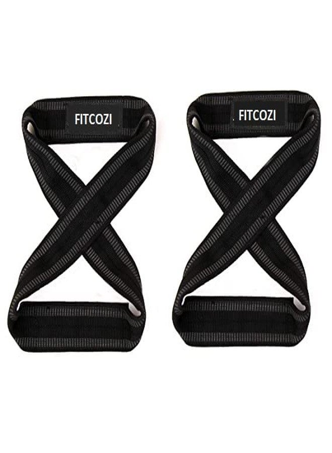 FITCOZI igure 8 Weight Lifting Straps for Weightlifting Heavy Duty Deadlifting Workout Straps | Wrist Wraps Gym Equipment Gear Men Women Pair (Black) (Black) - Image 4