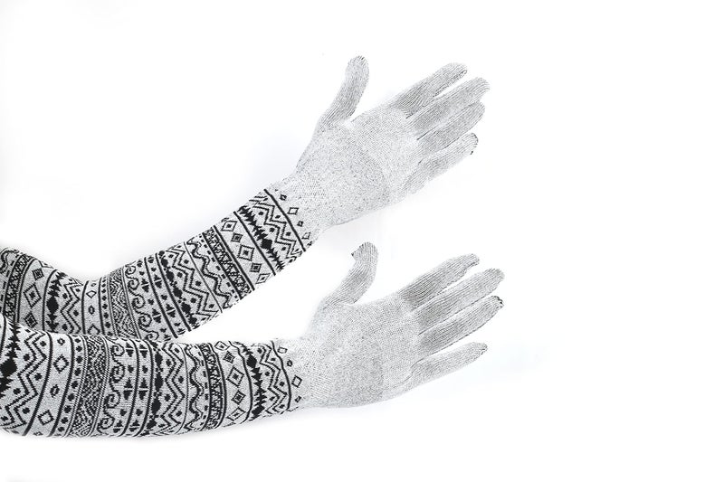 Footmate UV Sun Protection Hand Gloves Breathable Material Elbow Length Combed Cotton Spandex Lightweight Soft Long Winter Summer Driving Gloves For Women’s/Girls-Free Size- White - Biscuit -Pack 2 - Image 3