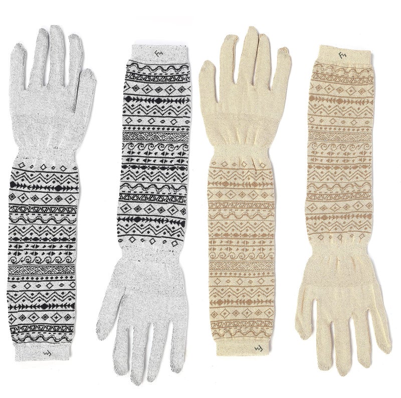 Footmate UV Sun Protection Hand Gloves Breathable Material Elbow Length Combed Cotton Spandex Lightweight Soft Long Winter Summer Driving Gloves For Women’s/Girls-Free Size- White - Biscuit -Pack 2 - Image 1