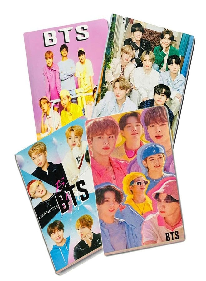 SHUDAUSHI مفكرة شوداوشي A6 صغيرة الحجم بتصميم فرقة BTS، 4 قطع، للبنات، فريق BTS Army، صفحات مسطرة، مفكرة شخصية للأطفال، دفتر ملاحظات للأطفال، دفتر ملاحظات فرقة BTS، فرقة بانقتان بويز، مفكرة فرقة البوب، هدية تذكارية للأطفال (A6P) - Image 1