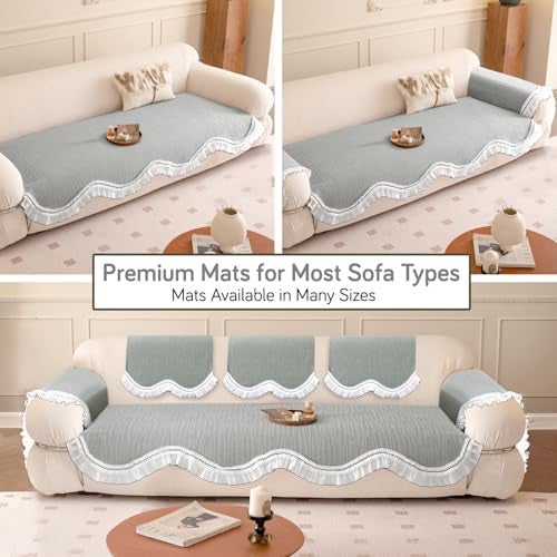 HOKIPO 'French Lace & Luxe' Sofa Cover Mat for 1/2/3 Seater & L Shape Sofa. Make Your Own Sofa Cover Set, Anti-Slip Mat Length 90(D) x 150(L) cm, Featherlight Grey (AR-6132-GRY) - Image 5