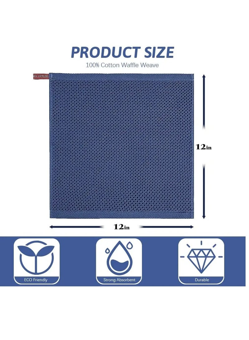 SYOSI 100% Cotton Kitchen Dish Cloths, 6-Pack Ultra Soft Absorbent Quick Drying Dish Towels, Quick Drying Tea Towels Set, 12x12 Inches, Navy Blue - Image 5