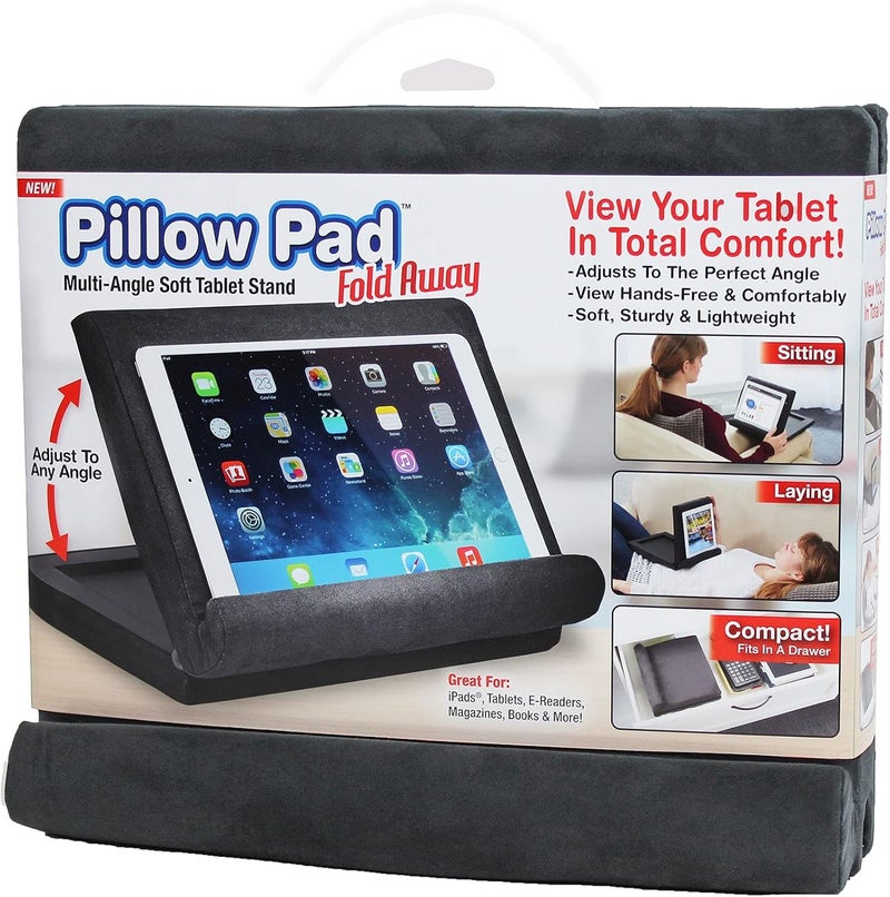 Ontel Pillow Pad Fold Away Multi-Angle Soft Tablet Stand, Grey - Image 1