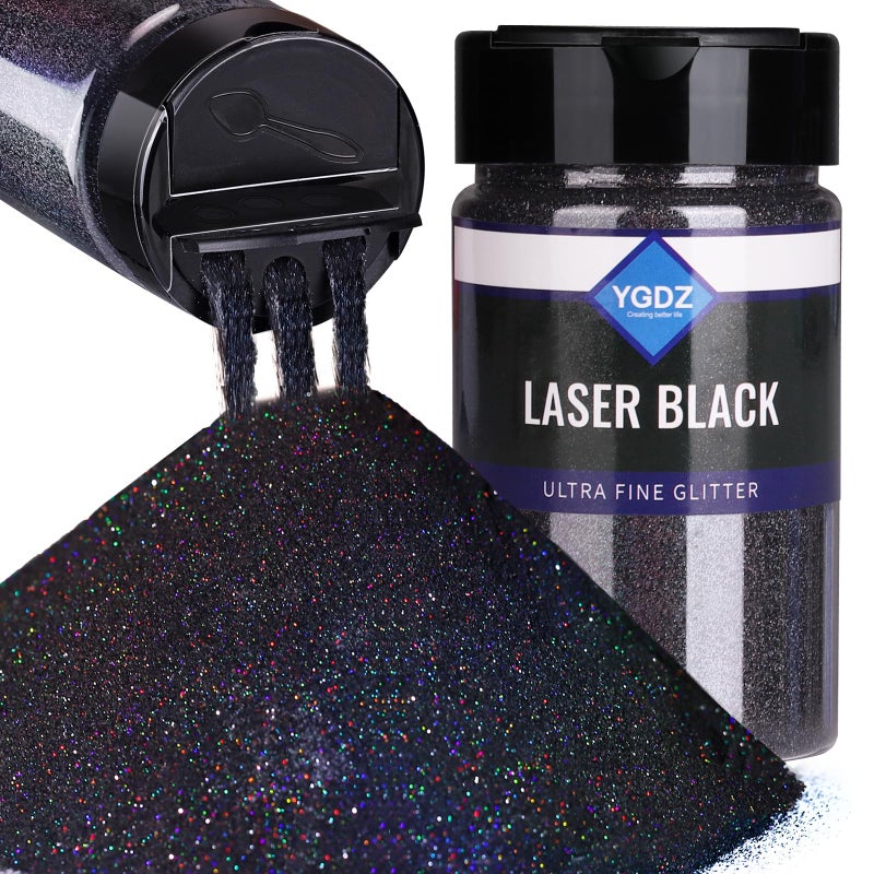 YGDZ Black Glitter  Fine Craft Christmas  Festival Glitter 140G 493OZ