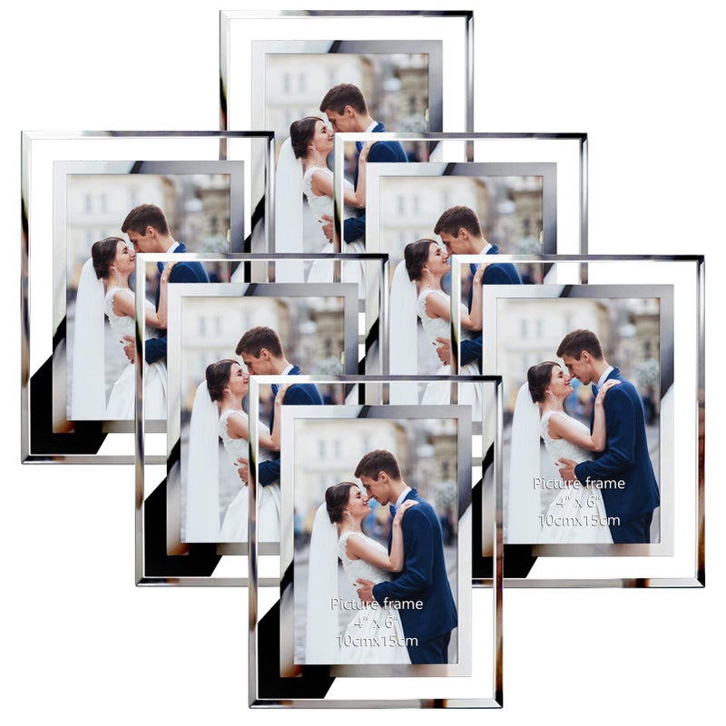 Hoikwo 6 Pack Photo Frames4x6 Picture Frames with Silver Mirrored Glass Multi Picture Frames for Tabletop Display