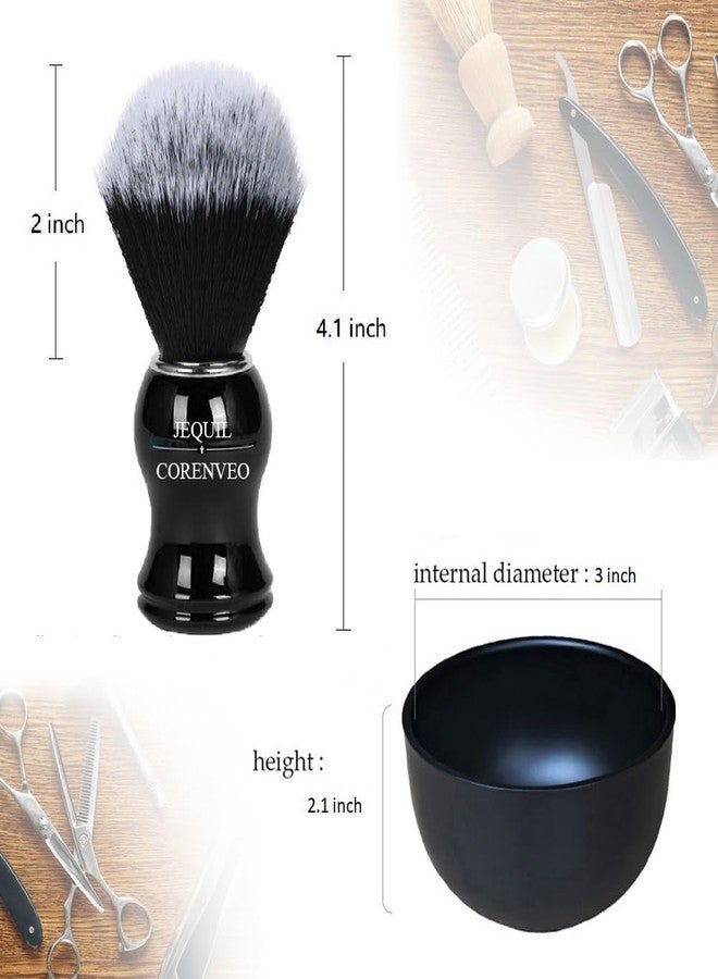 JEQUIL&CORENVEO Je&Co Men's Shaving Brush Set, 3 in 1 Synthetic Shaving Brush with Acrylic Stand and Steel Bowl - Image 4