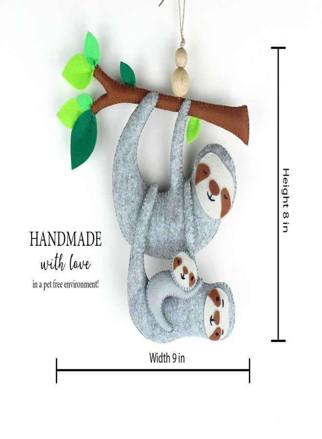 AGD Handmade ديكور جداري مصنوع يدويًا من AGD على شكل عائلة كسلان، ديكور لغرفة الأطفال، هدايا ديوالي لطيفة للأطفال الصغار، قطعة ديكور لغرفة الأطفال، هدية لحفلة استقبال مولود جديد بطابع الغابة، زينة من اللباد - Image 3