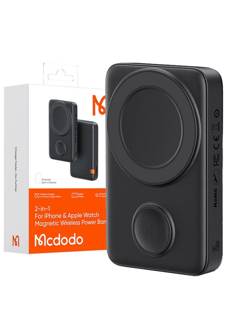 Mcdodo MC-1461 2 in 1 10000mAh 20W Magnetic Wireless Power Bank With Stand For iPhone And Apple Watch - Image 2