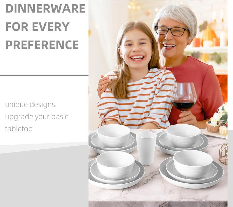 Gudvilla White Plate Set Dishes Set for 8 includes Dinner PlatesPasta BowlsSoup Bowls and Drinking CupsUnbreakable White Dining Dishware Sets Microwave Dishwasher Safe For Kitchen Dorm Office Outdoor32PCS - Image 4