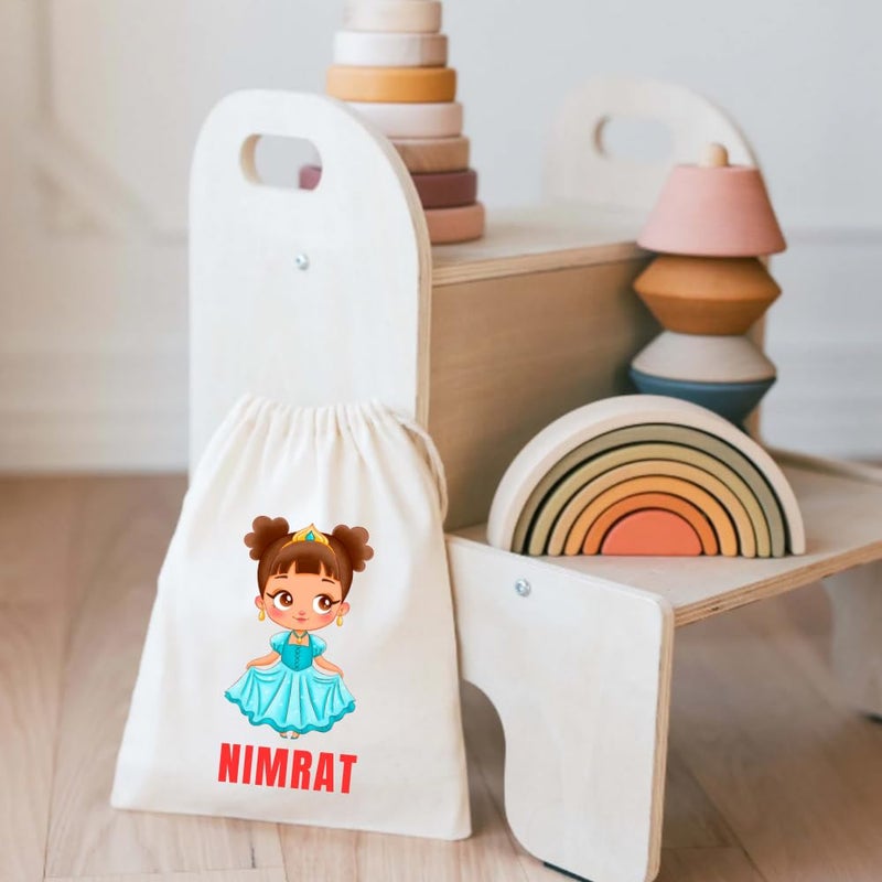 Yellow Nuts Personalied Gift Bags For Return Gifts Party Favour Candy Treat Goody Bag Kids Girls Cartoon Princess Theme Carry Bags Pack of 6 - Image 2