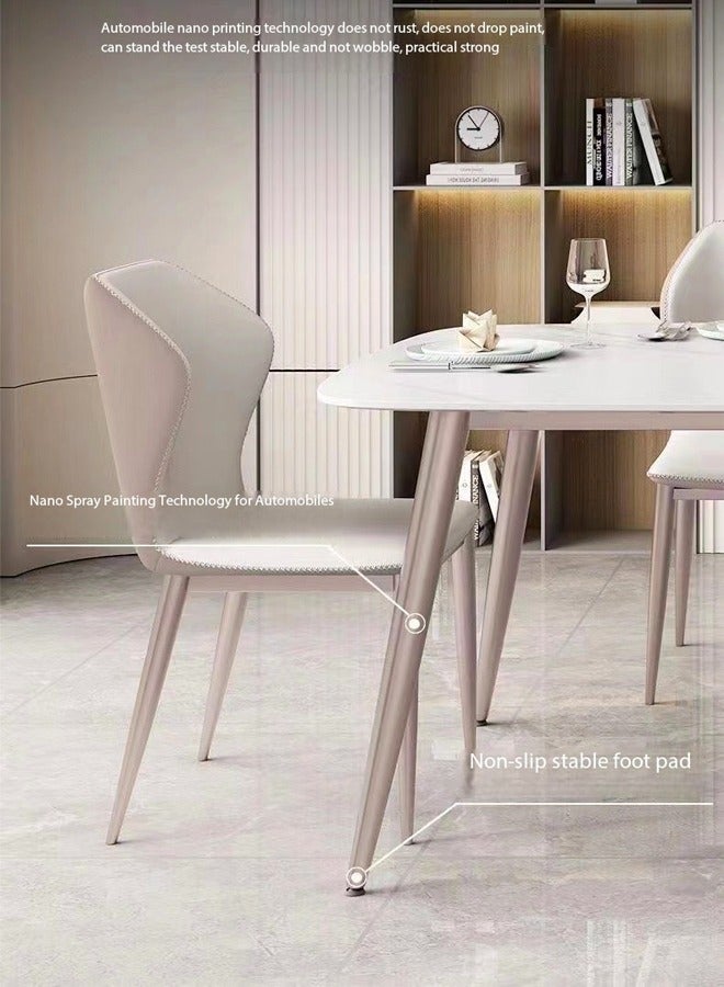 فاشون هوم طاولة طعام حديثة متعددة الأغراض مصنوعة من الحجر الملبد مستطيل الشكل و6 كراسي مريحة منحنية لحمام المطبخ 140 × 80 × 75 و43 × 54 × 84 سم - Image 5