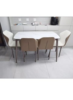 Modern Multipurpose Industrial Standard Rectangle Sintered Stone Dining Table and 6 Curved Ergonomic Chair Set for Kitchen Restroom140x80x75 and 43x54x84 cm - pzsku/ZB346FA0250A2EAF21A9FZ/45/_/1722838761/a5d3b3fb-9548-4460-96b6-8322a3cd3327