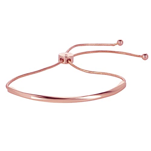 WOWORAMA Rose Gold Adjustable Slider Bracelets for Women Dainty Bar Friendship Bangle Bracelet Simple Fashion Jewelry, Rose Gold - Image 1