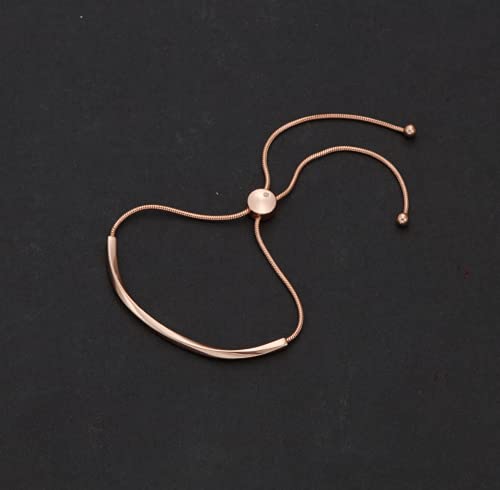 WOWORAMA Rose Gold Adjustable Slider Bracelets for Women Dainty Bar Friendship Bangle Bracelet Simple Fashion Jewelry, Rose Gold - Image 4