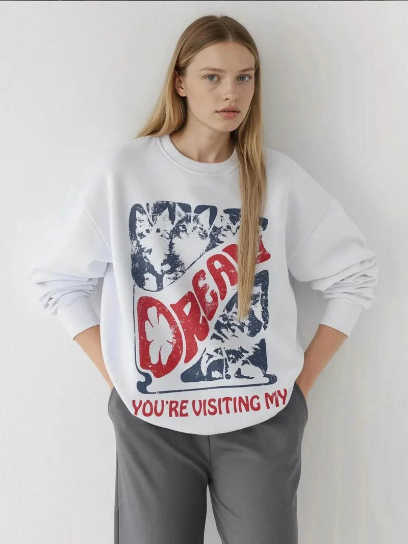 HICCUP Printed Crew Neck Sweatshirt