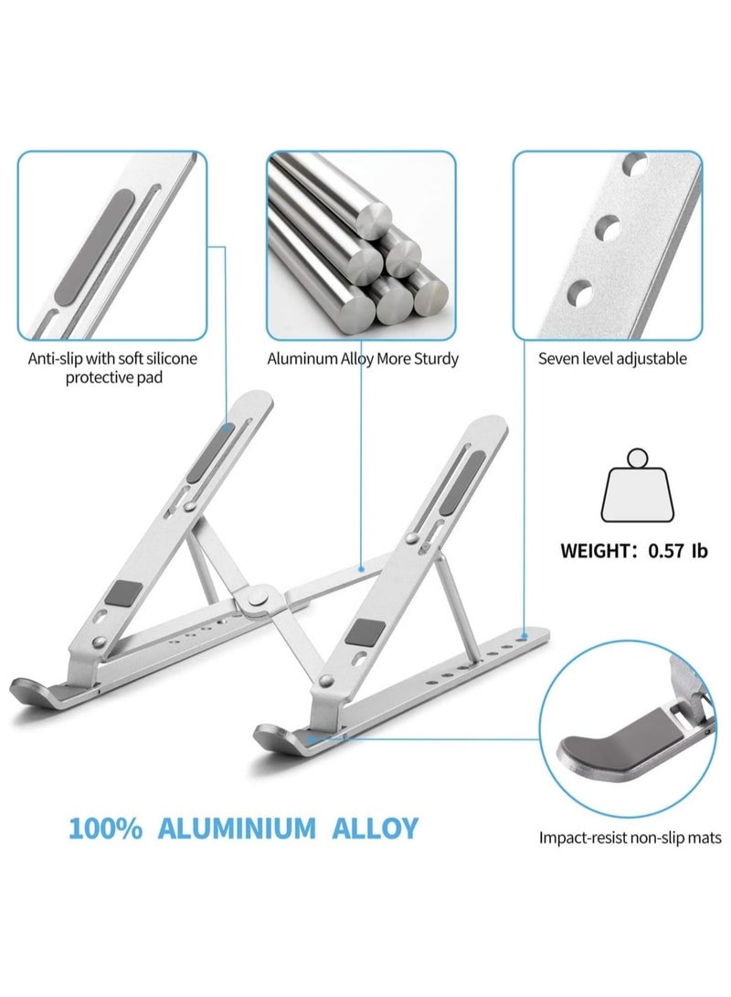 ELTRAZONE Aluminum Laptop Stand Adjustable Laptop Holder for Desk Foldable Computer Stand 7 Angles Anti-Slip Portable Riser for MacBook Air Thinkpad Tablet and iPad - Image 4