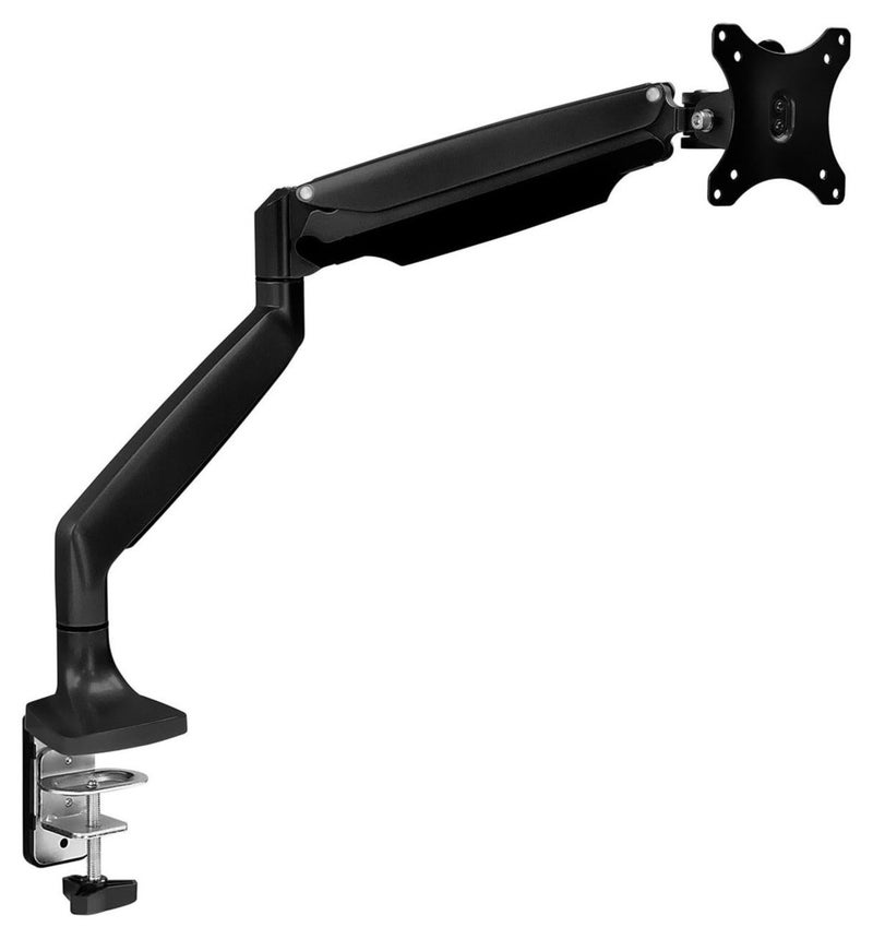 LIMOS Adjustable Gas Spring Single Monitor Arm Desk Mount | Full Motion Articulating | VESA Compatible for 21" to 32" Screens | Clamp & Grommet Base - Image 1