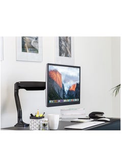 LIMOS Adjustable Gas Spring Single Monitor Arm Desk Mount | Full Motion Articulating | VESA Compatible for 21" to 32" Screens | Clamp & Grommet Base  - Image 2