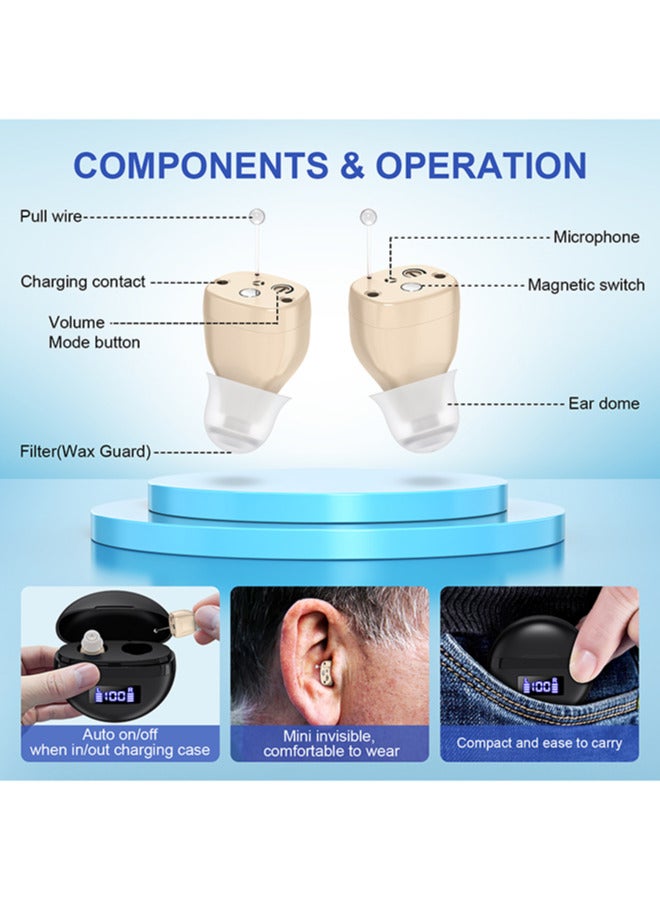 Chixing Hearing Aids Rechargeable with Noise Cancelling, Hearing Aid Loss Amplifier Seniors  Adults Charging Case  Volume Control - Image 2