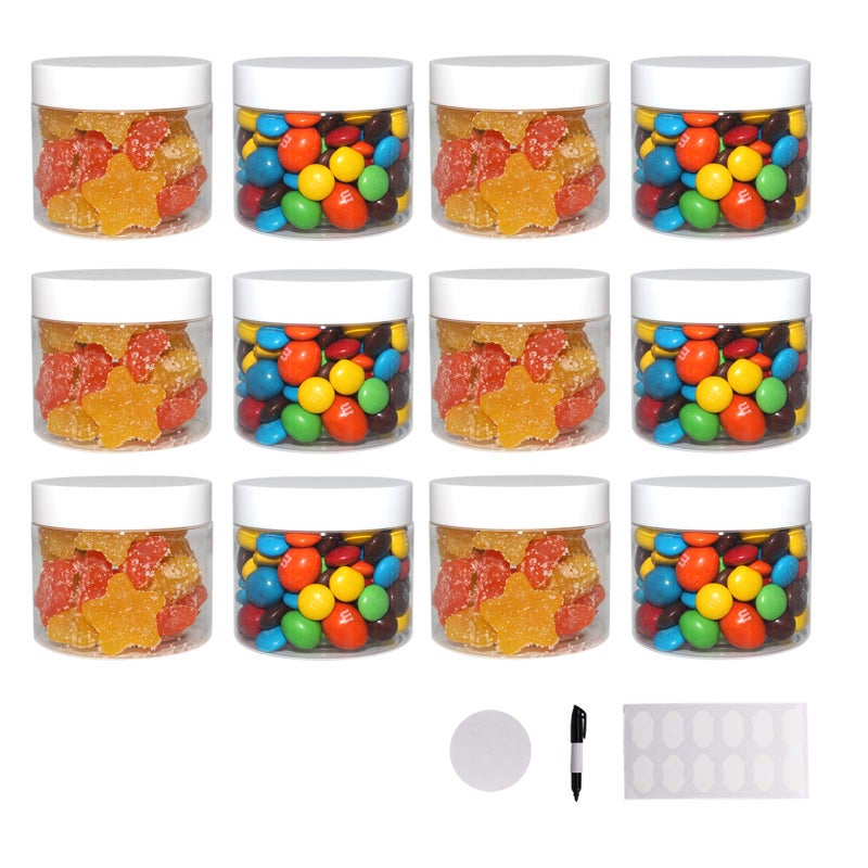 suituts 28 Pack 5 oz 150 ml Plastic Slime Containers with White Lids WideMouth Storage Jars for Slime Body Butter Cosmetics Scrub