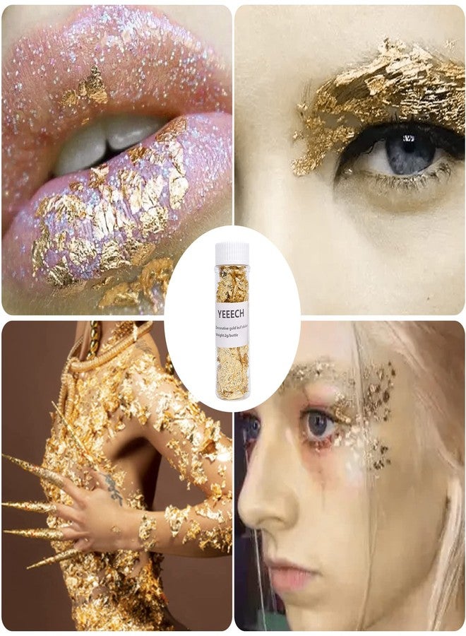 Yeeech Imitation Gold Foil Flakes for Resin Decoration Stickers for Nails Face Eyes Hair DIY Painting Crafts Makeup Body Art - Image 1