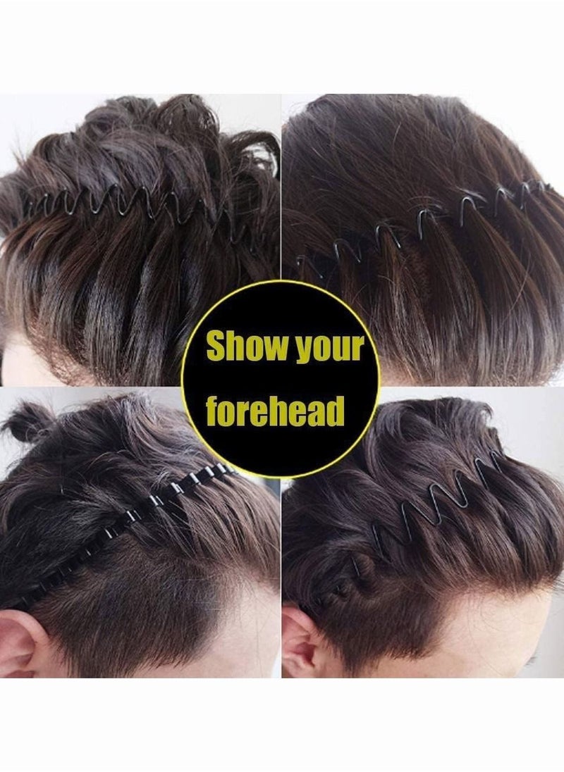 Generic 8 PCS Metal Spring Wavy Hairband Hair Hoop Men Women's Metal Hair Bands Black  - Image 5