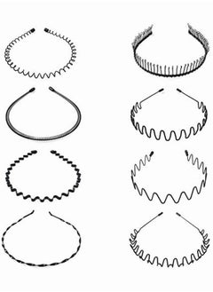 Generic 8 PCS Metal Spring Wavy Hairband Hair Hoop Men Women's Metal Hair Bands Black  - Image 1