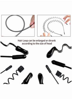 Generic 8 PCS Metal Spring Wavy Hairband Hair Hoop Men Women's Metal Hair Bands Black  - Image 2