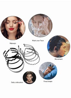 Generic 8 PCS Metal Spring Wavy Hairband Hair Hoop Men Women's Metal Hair Bands Black  - Image 3