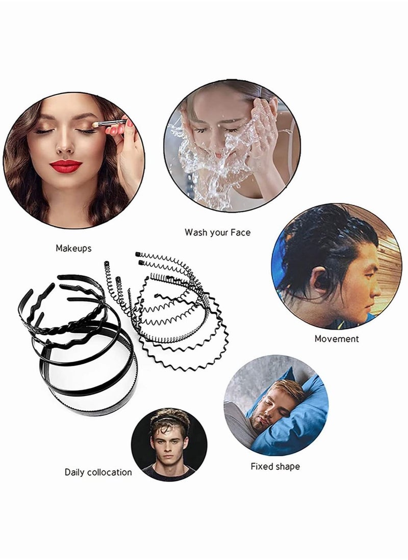 Generic 8 PCS Metal Spring Wavy Hairband Hair Hoop Men Women's Metal Hair Bands Black  - Image 3