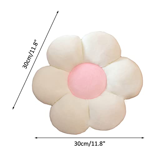 lannery Flower Plush Throw Pillows, Flower Floor Pillow Seating Cushion Toy for Reading, Room, Watching TV (11.8", White-1) - Image 3