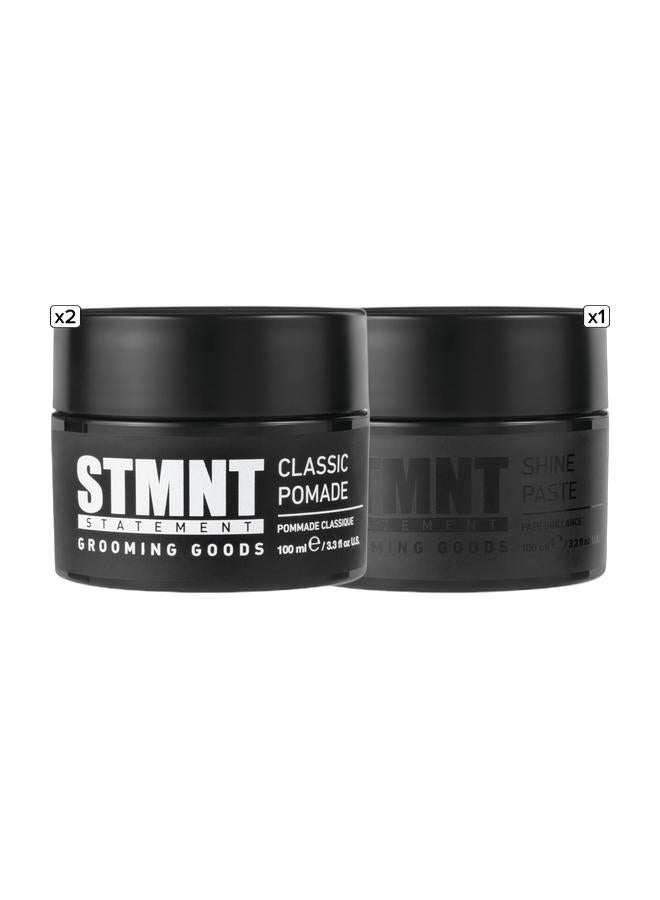 STMNT Grooming Goods Classic Pomade 3.38 oz & STMNT Grooming Goods Shine Paste 100ml Bundle - Image 1