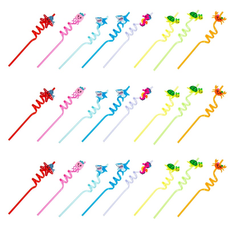 24 Pcs Reusable Plastic Bendable Drinking Straws Set For Cocktail Beach Party - Image 2