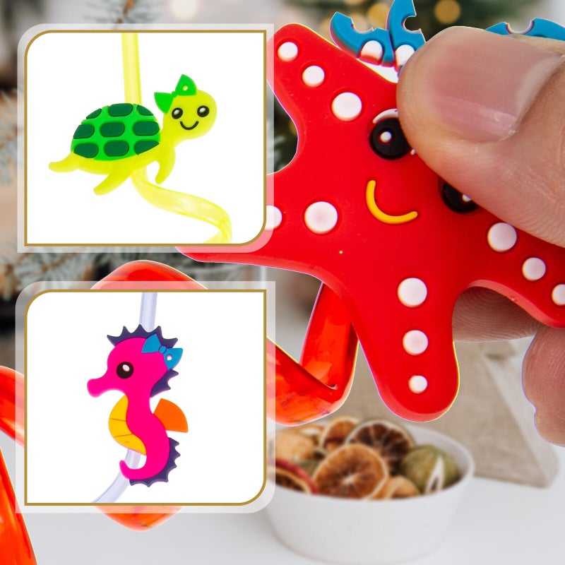 24 Pcs Reusable Plastic Bendable Drinking Straws Set For Cocktail Beach Party - Image 5