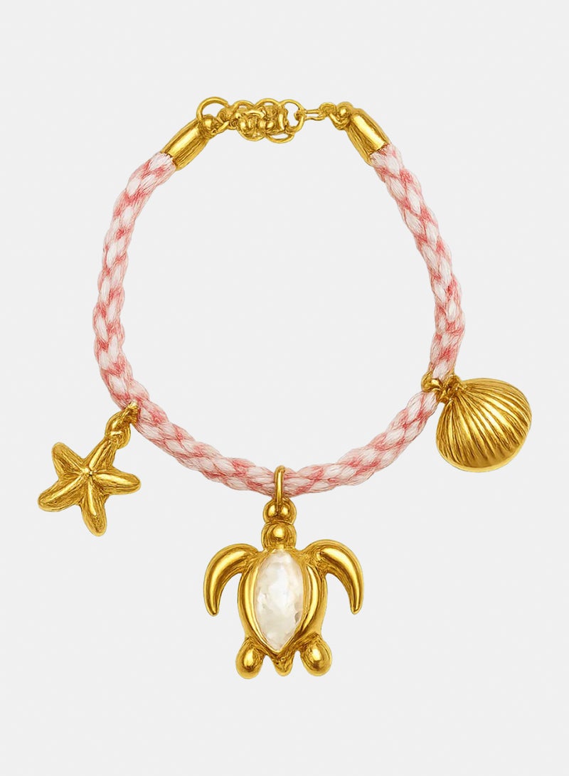 Summer Feels Charm Fabric Bracelet (Stainless Steel)