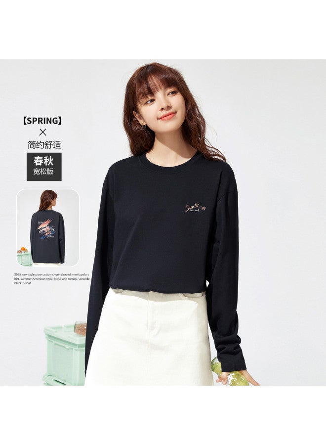 Baleno Men'S And Women'S Unisex Long Sleeve T-Shirt, Loose Fit, Fashion Print Round Neck Top For Spring And Autumn Layering - Image 2