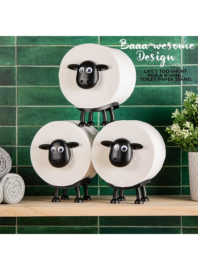 Peachjoy Sheep Toilet Roll Holder - Funny Toilet Paper Holder Free Standing Bathroom Set - 3D Printed Black Sheep Loo Roll Holder - Hilarious Tissue Paper Roll Storage - Cute Bathroom Decor - Set of 3  - Image 5