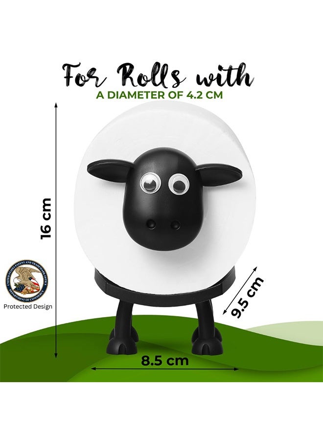 Peachjoy Sheep Toilet Roll Holder - Funny Toilet Paper Holder Free Standing Bathroom Set - 3D Printed Black Sheep Loo Roll Holder - Hilarious Tissue Paper Roll Storage - Cute Bathroom Decor - Set of 3  - Image 3
