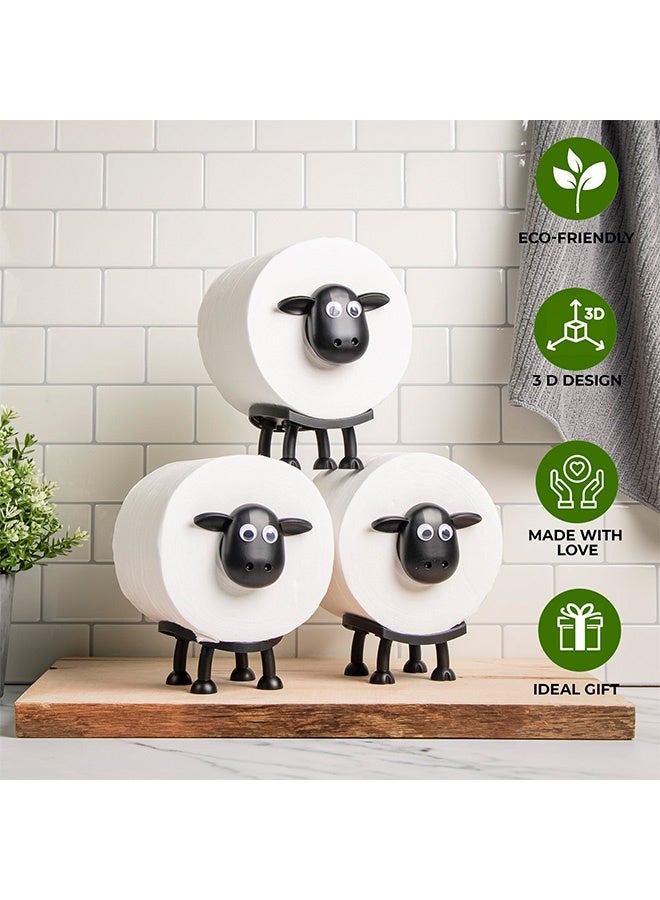 Peachjoy Sheep Toilet Roll Holder - Funny Toilet Paper Holder Free Standing Bathroom Set - 3D Printed Black Sheep Loo Roll Holder - Hilarious Tissue Paper Roll Storage - Cute Bathroom Decor - Set of 3  - Image 4
