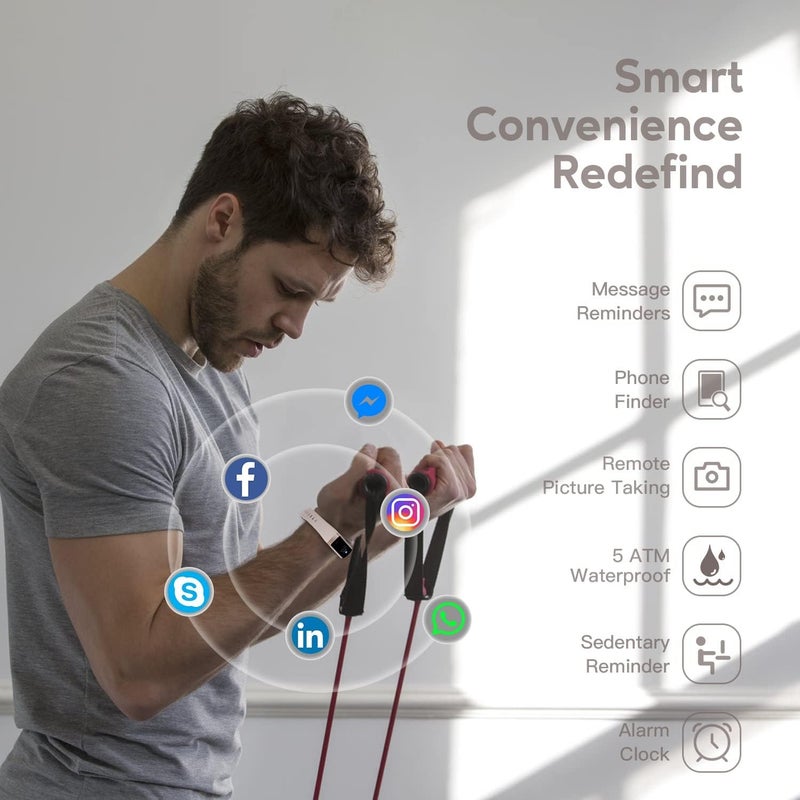 إكسفور متتبع اللياقة البدنية ومتتبع النشاط بشاشة عرض ملونة AMOLED مقاس 1.1 بوصة، ساعة ذكية، مراقب معدل ضربات القلب على مدار الساعة، تتبع داخلي وخارجي، مراقب النوم، ساعة عداد خطوات مضادة للمياه 5 ATM للنساء والرجال - Image 4